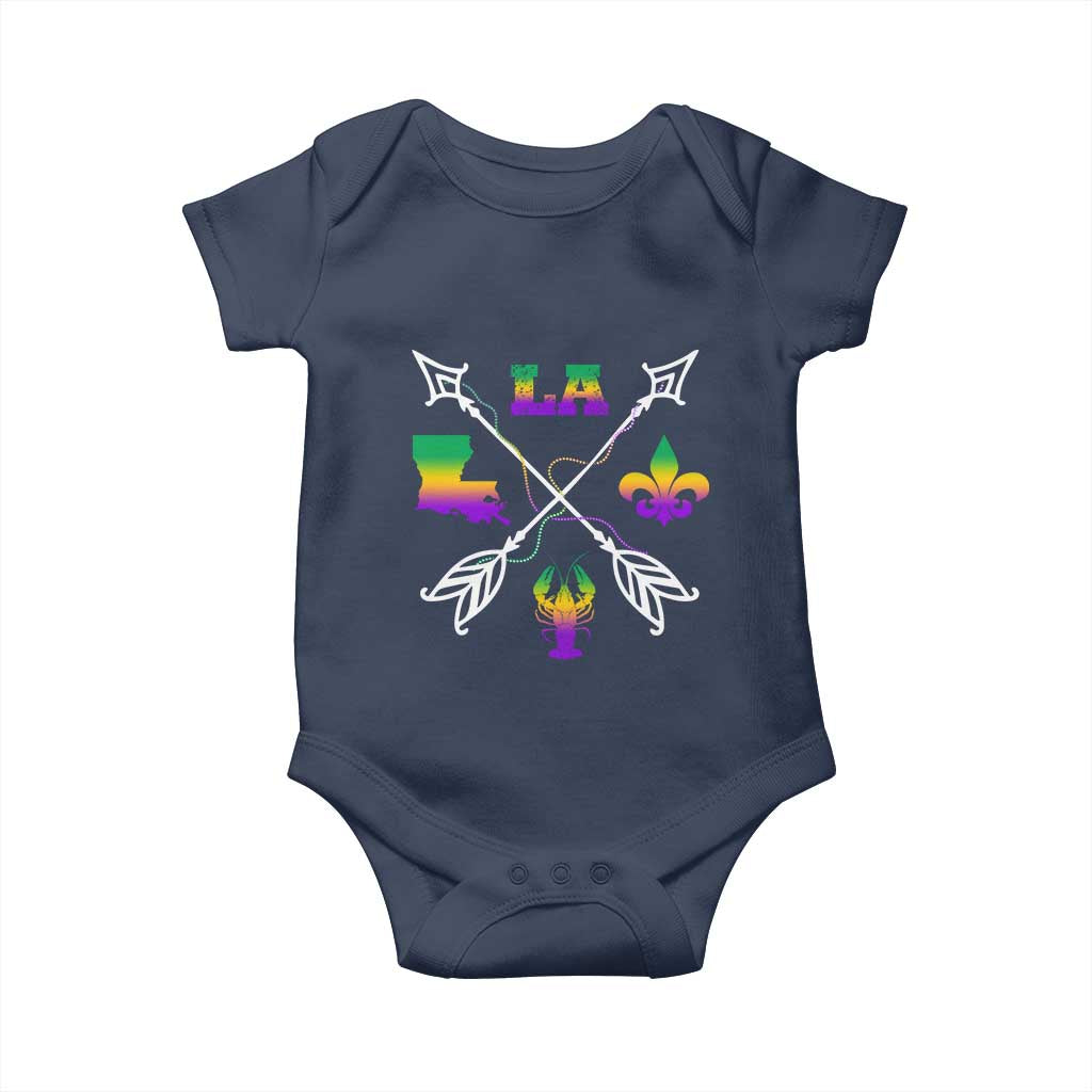 Louisiana Mardi Gras Baby Onesie Crawfish Fleur De Lis TS09 Navy Print Your Wear