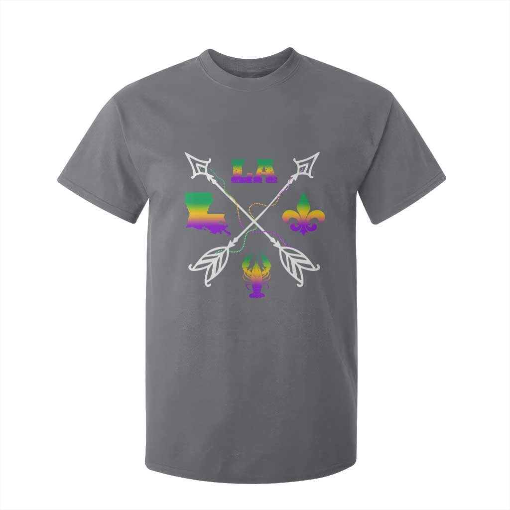 Louisiana Mardi Gras T Shirt For Kid Crawfish Fleur De Lis TS09 Charcoal Print Your Wear