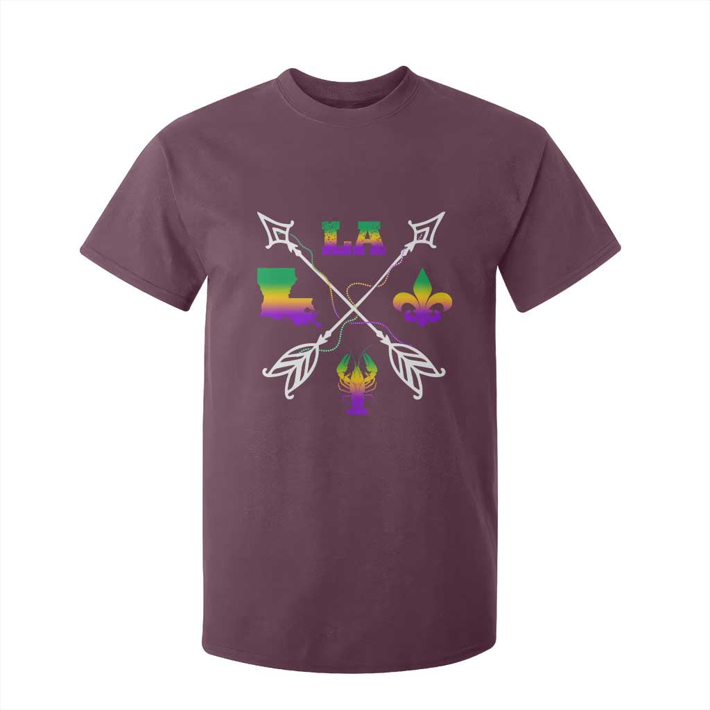 Louisiana Mardi Gras T Shirt For Kid Crawfish Fleur De Lis TS09 Maroon Print Your Wear