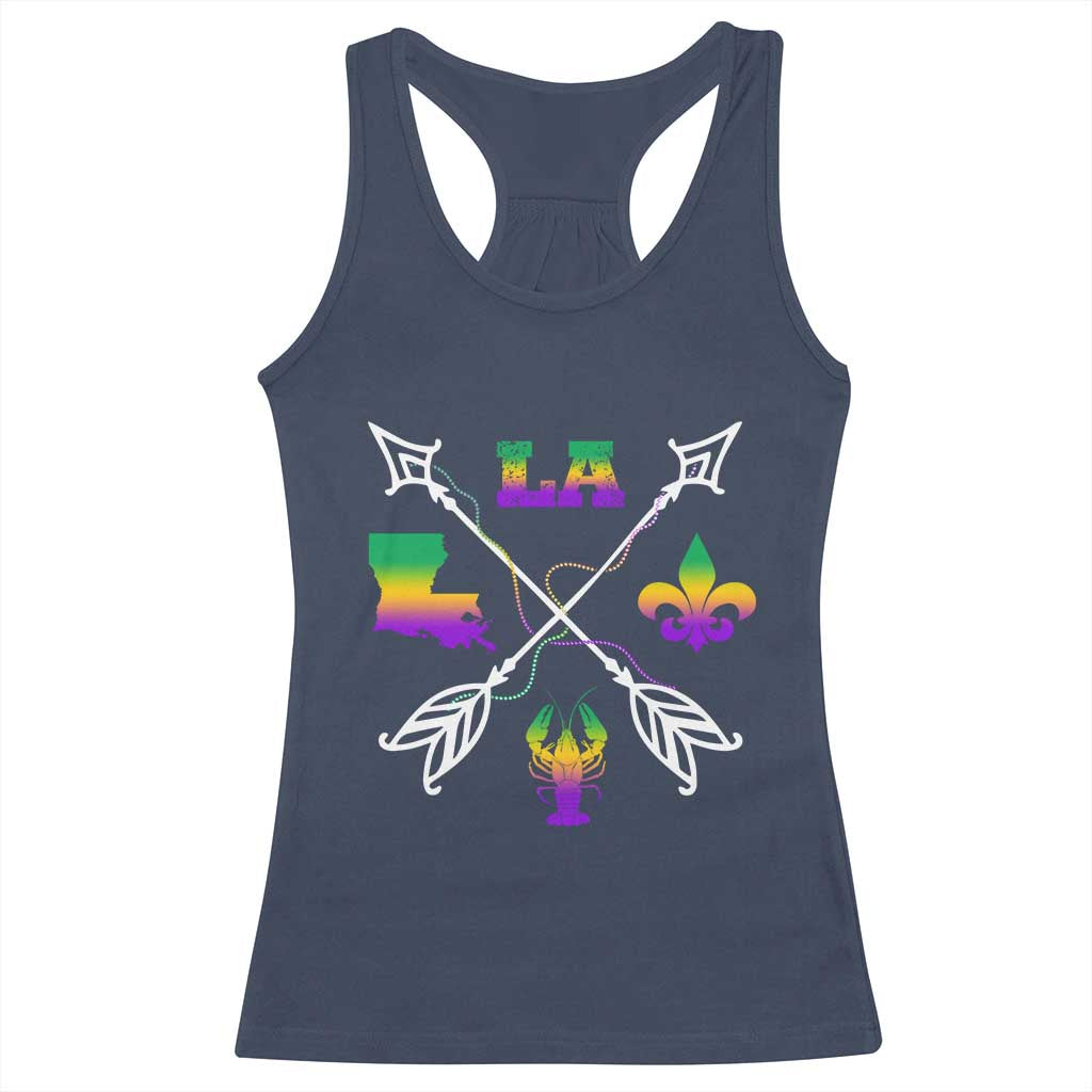 Louisiana Mardi Gras Racerback Tank Top Crawfish Fleur De Lis TS09 Navy Print Your Wear