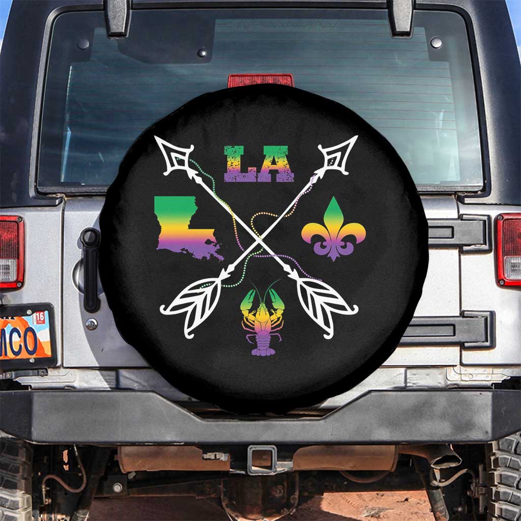Louisiana Mardi Gras Spare Tire Cover Crawfish Fleur De Lis TS09 No hole Black Print Your Wear