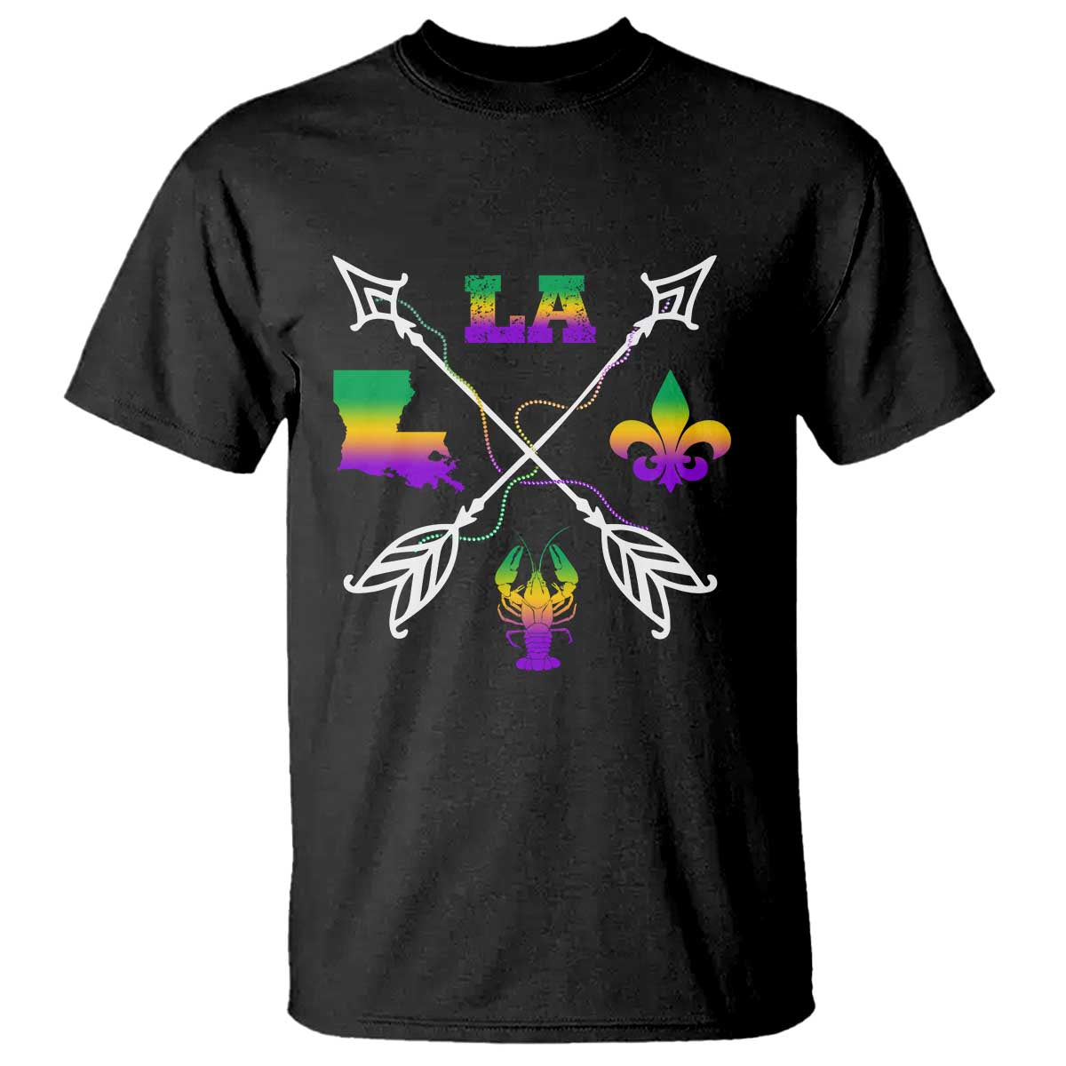 Louisiana Mardi Gras T Shirt Crawfish Fleur De Lis TS09 Black Print Your Wear