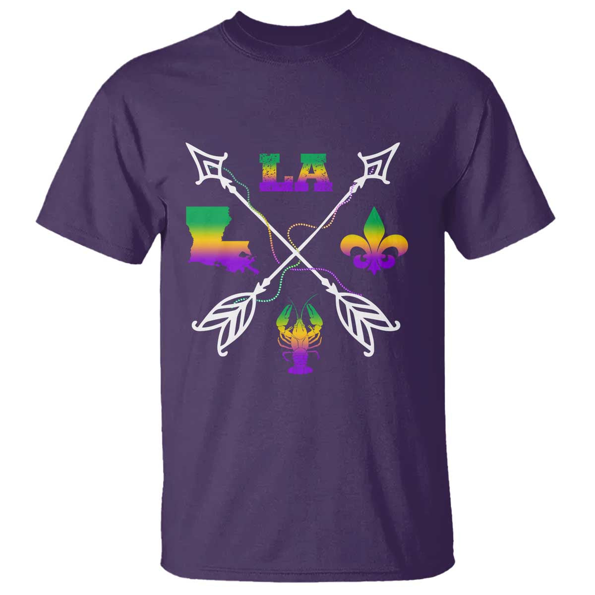 Louisiana Mardi Gras T Shirt Crawfish Fleur De Lis TS09 Purple Print Your Wear