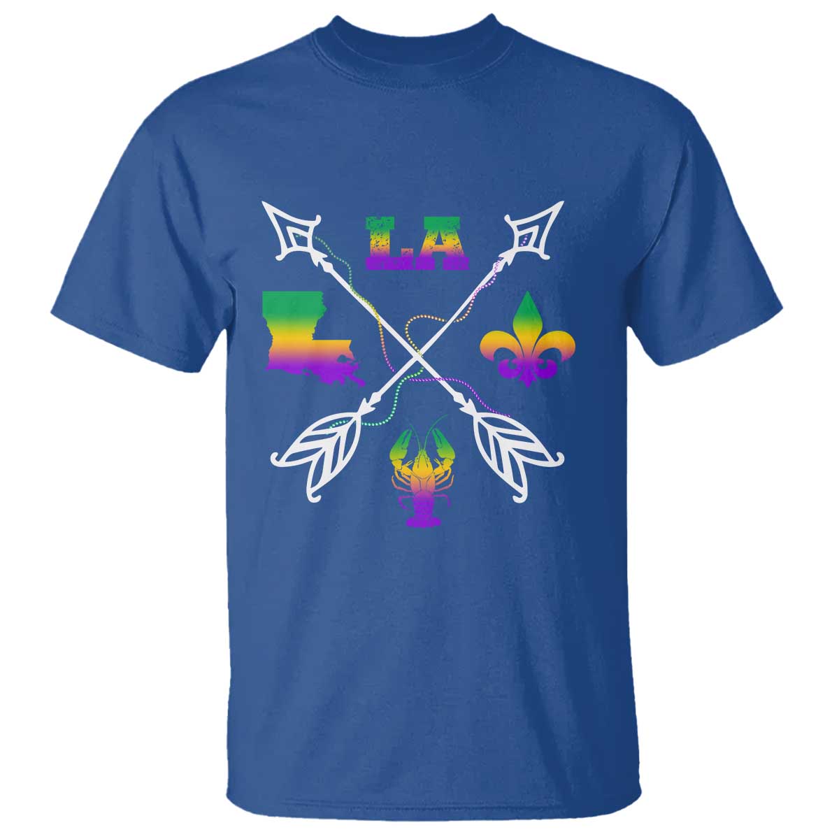 Louisiana Mardi Gras T Shirt Crawfish Fleur De Lis TS09 Royal Blue Print Your Wear