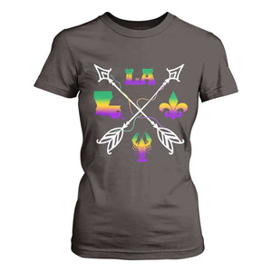 Louisiana Mardi Gras T Shirt For Women Crawfish Fleur De Lis TS09 Dark Chocolate Print Your Wear
