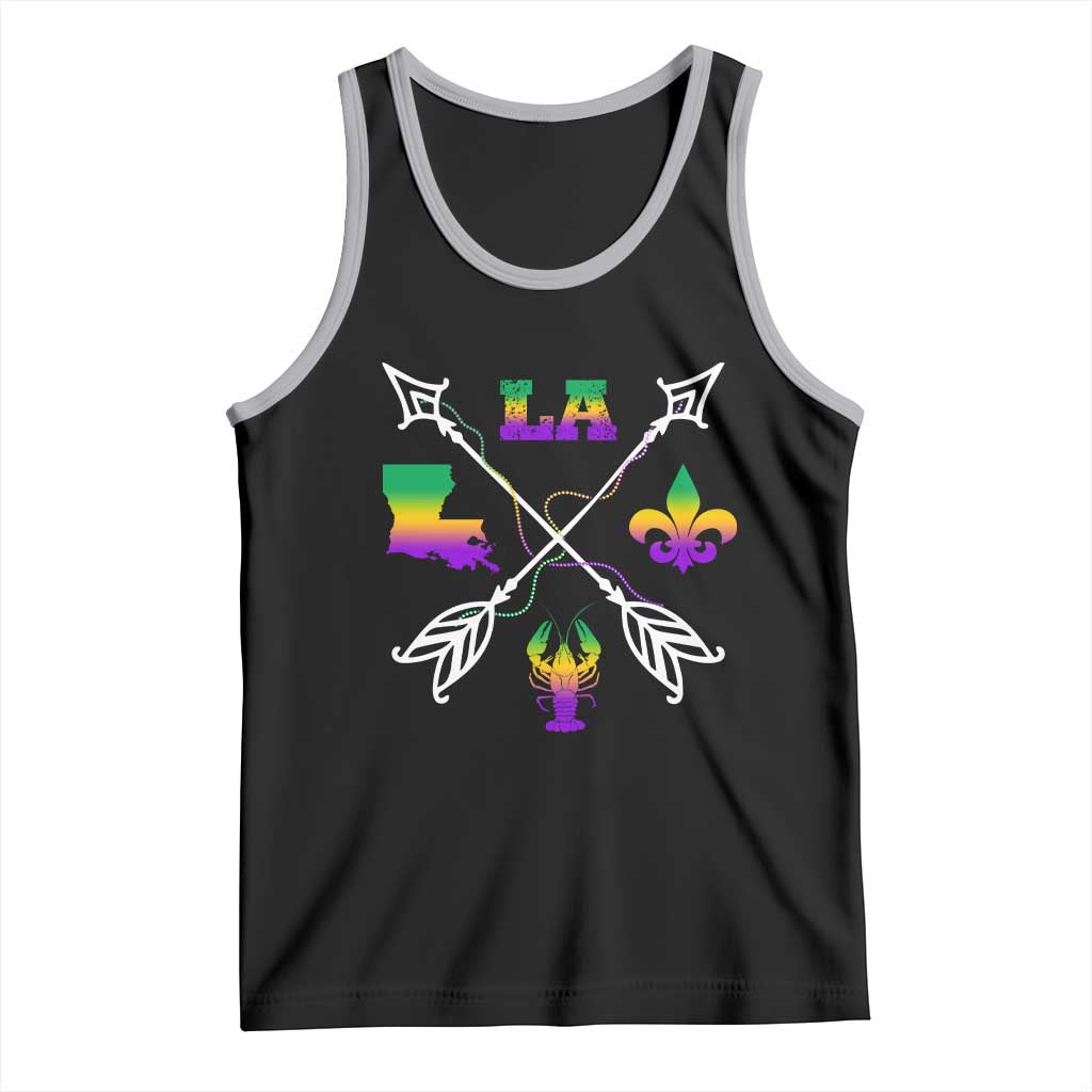 Louisiana Mardi Gras Tank Top Crawfish Fleur De Lis TS09 Black Athletic Heather Print Your Wear
