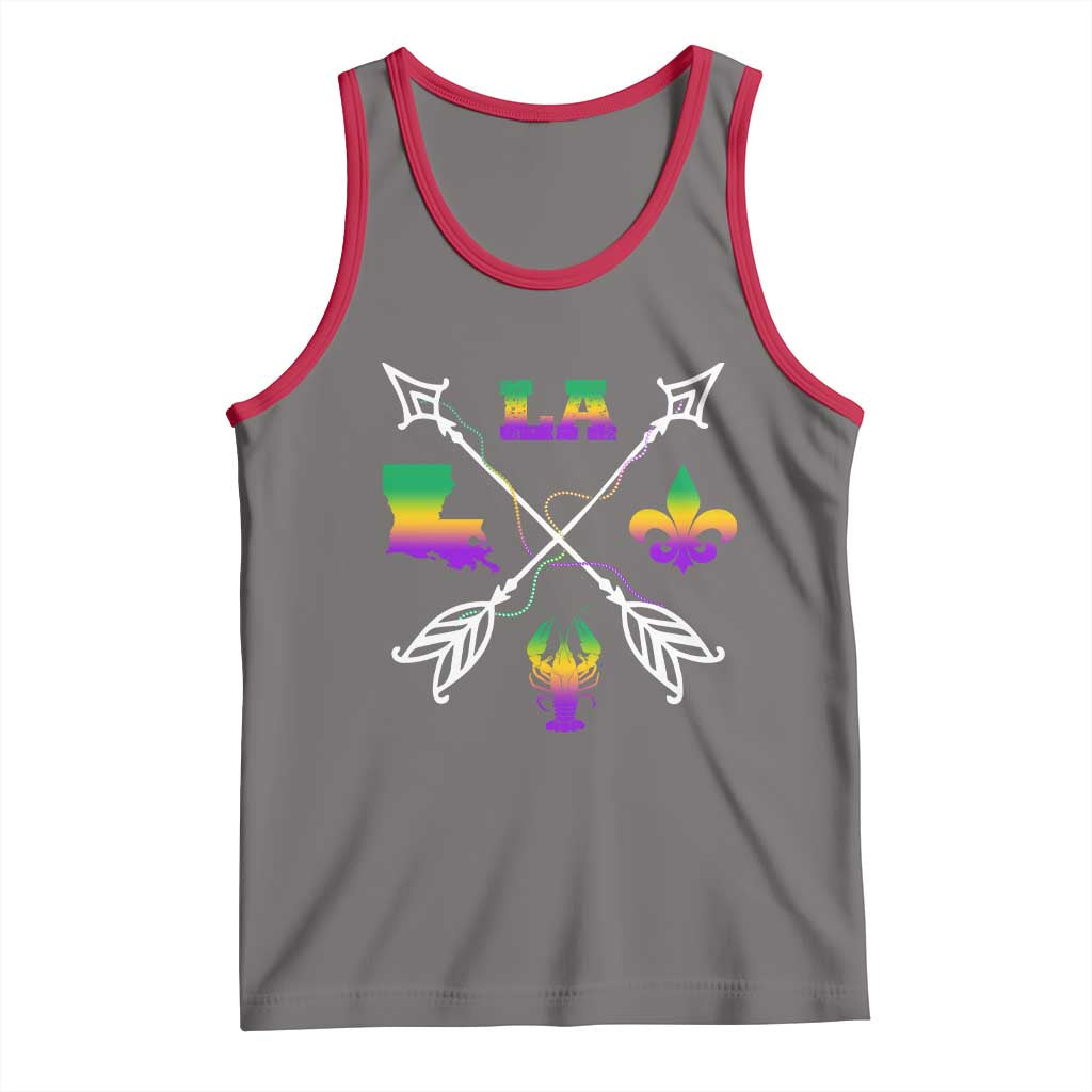 Louisiana Mardi Gras Tank Top Crawfish Fleur De Lis TS09 Deep Heather Red Print Your Wear