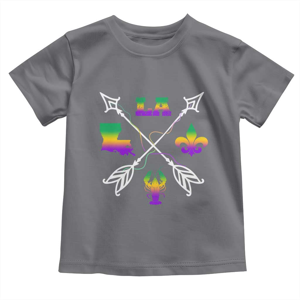 Louisiana Mardi Gras Toddler T Shirt Crawfish Fleur De Lis TS09 Charcoal Print Your Wear