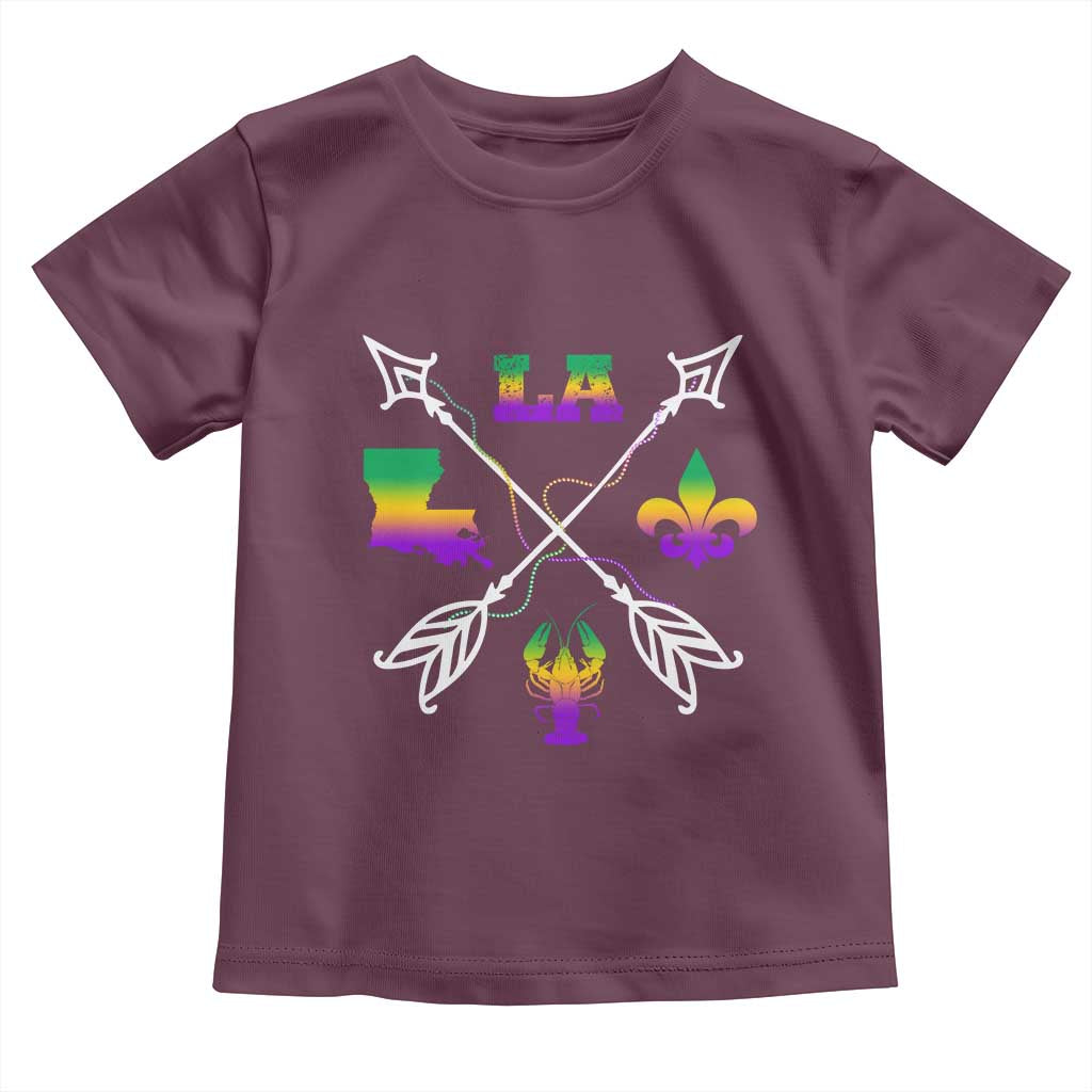 Louisiana Mardi Gras Toddler T Shirt Crawfish Fleur De Lis TS09 Maroon Print Your Wear