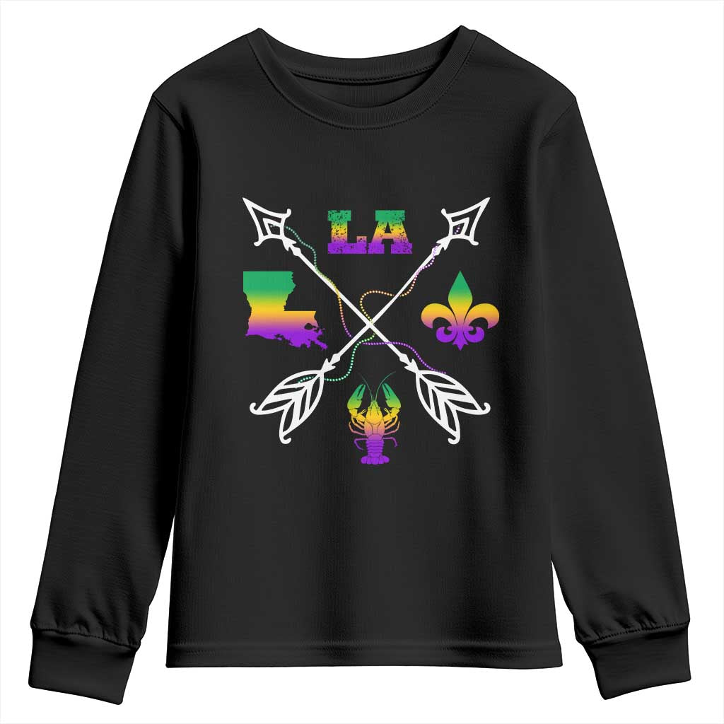 Louisiana Mardi Gras Youth Sweatshirt Crawfish Fleur De Lis TS09 Black Print Your Wear