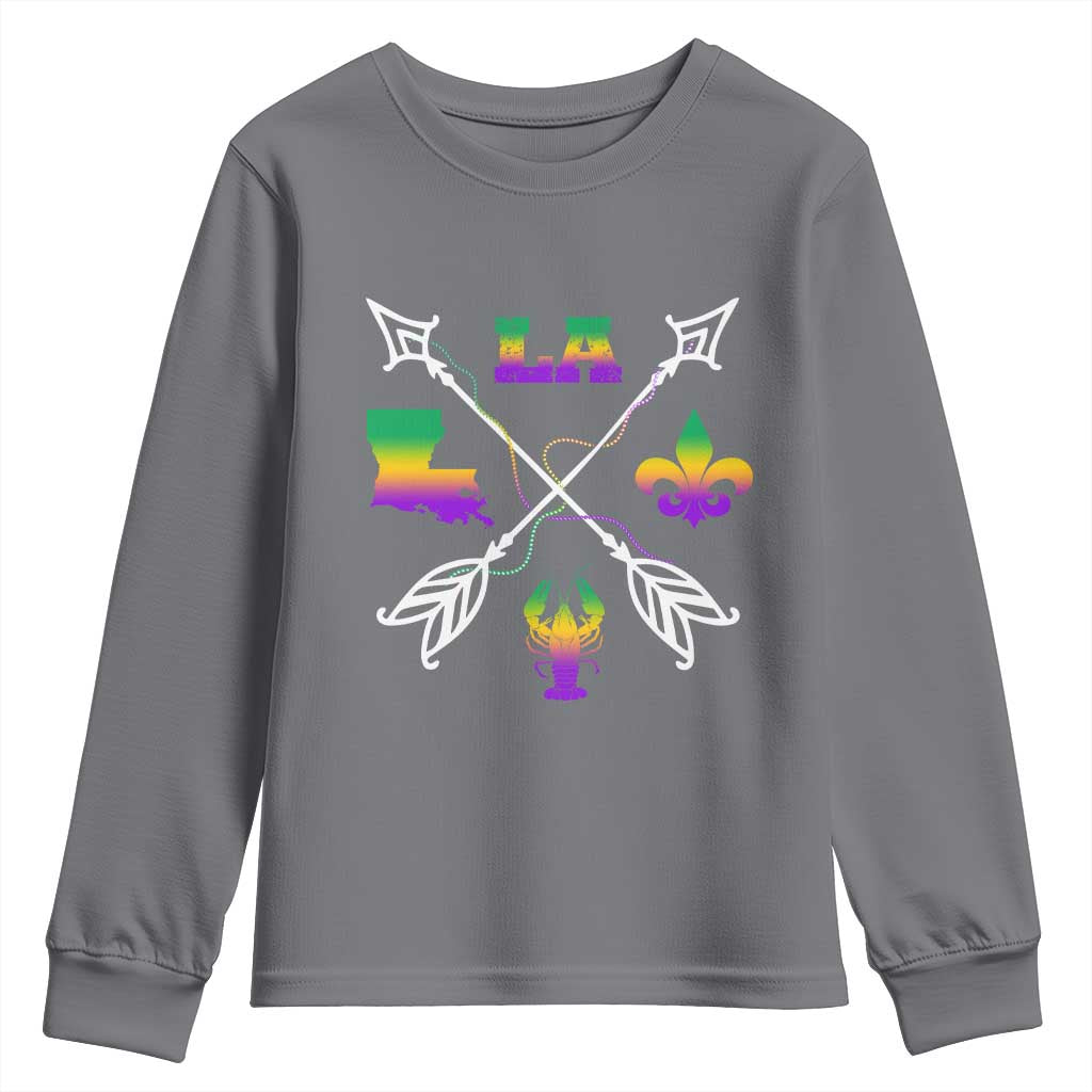 Louisiana Mardi Gras Youth Sweatshirt Crawfish Fleur De Lis TS09 Charcoal Print Your Wear