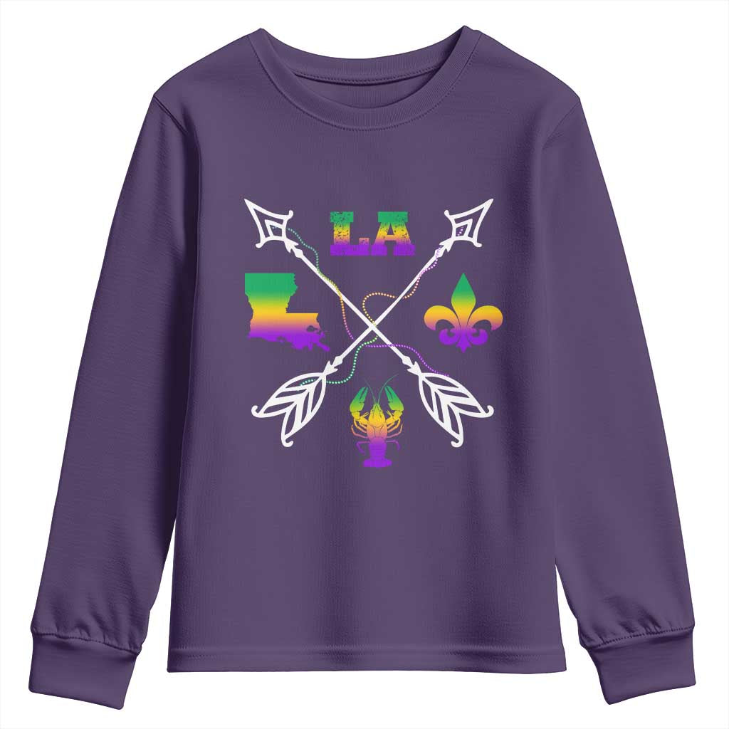 Louisiana Mardi Gras Youth Sweatshirt Crawfish Fleur De Lis TS09 Purple Print Your Wear
