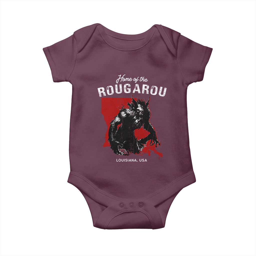 Home of the Rougarou Baby Onesie Louisiana Cryptid TS09 Maroon Print Your Wear