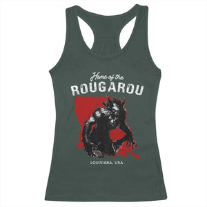 Home of the Rougarou Racerback Tank Top Louisiana Cryptid TS09 Dark Forest Green Print Your Wear