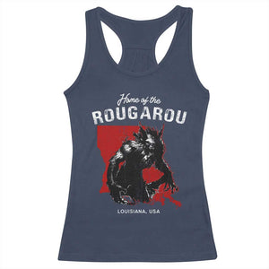 Home of the Rougarou Racerback Tank Top Louisiana Cryptid TS09 Navy Print Your Wear