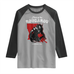 Home of the Rougarou Raglan Shirt Louisiana Cryptid TS09 Sport Gray Black Print Your Wear