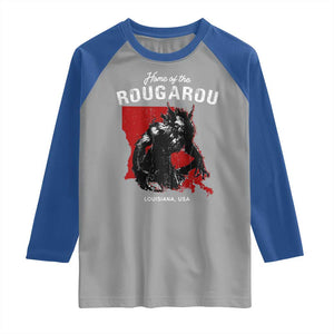 Home of the Rougarou Raglan Shirt Louisiana Cryptid TS09 Sport Gray Royal Print Your Wear