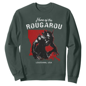 Home of the Rougarou Sweatshirt Louisiana Cryptid TS09 Dark Forest Green Print Your Wear