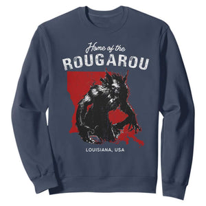 Home of the Rougarou Sweatshirt Louisiana Cryptid TS09 Navy Print Your Wear