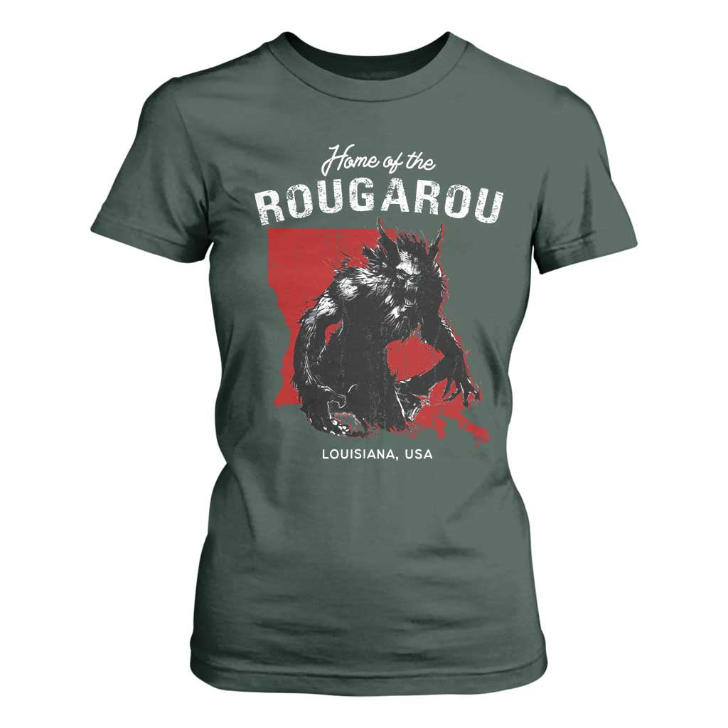 Home of the Rougarou T Shirt For Women Louisiana Cryptid TS09 Dark Forest Green Print Your Wear