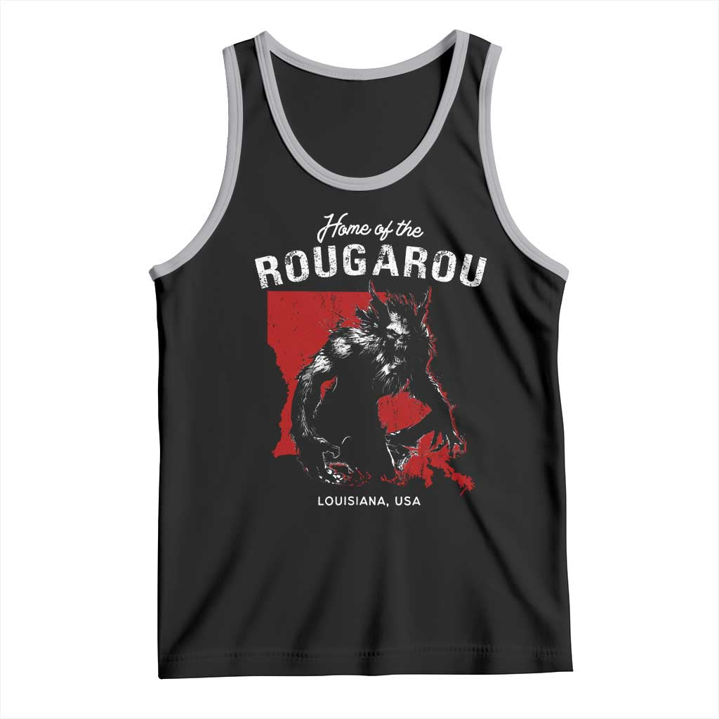 Home of the Rougarou Tank Top Louisiana Cryptid TS09 Black Athletic Heather Print Your Wear