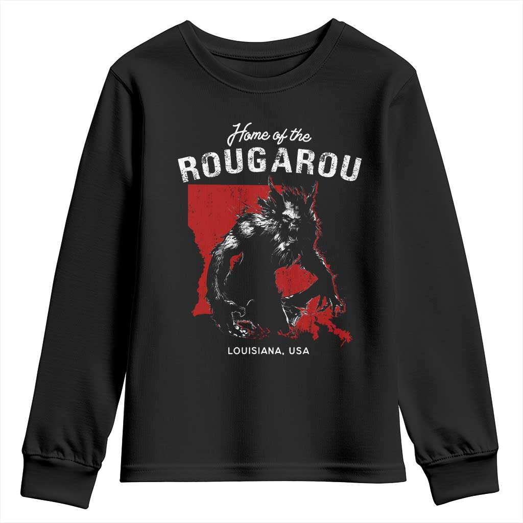 Home of the Rougarou Youth Sweatshirt Louisiana Cryptid TS09 Black Print Your Wear