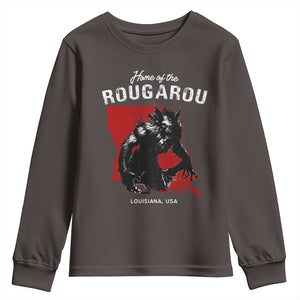 Home of the Rougarou Youth Sweatshirt Louisiana Cryptid TS09 Dark Chocolate Print Your Wear