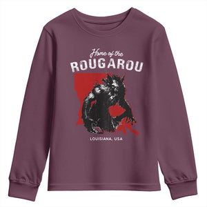 Home of the Rougarou Youth Sweatshirt Louisiana Cryptid TS09 Maroon Print Your Wear