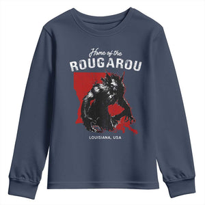 Home of the Rougarou Youth Sweatshirt Louisiana Cryptid TS09 Navy Print Your Wear