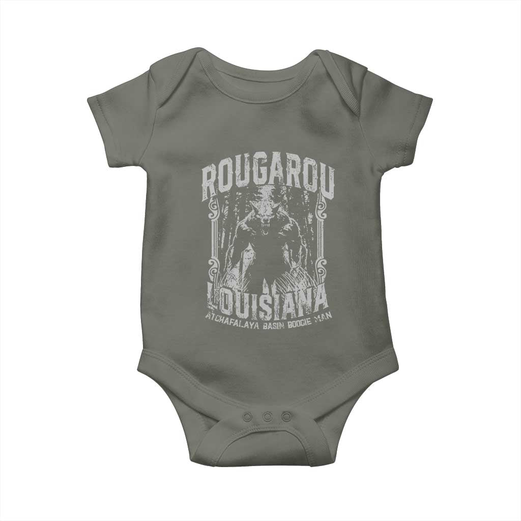Louisiana Cryptid Rougarou Baby Onesie Atchafalaya Basin Boogie Man TS09 Military Green Print Your Wear