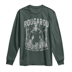 Louisiana Cryptid Rougarou Long Sleeve Shirt Atchafalaya Basin Boogie Man TS09 Dark Forest Green Print Your Wear