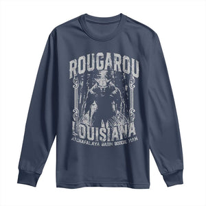 Louisiana Cryptid Rougarou Long Sleeve Shirt Atchafalaya Basin Boogie Man TS09 Navy Print Your Wear