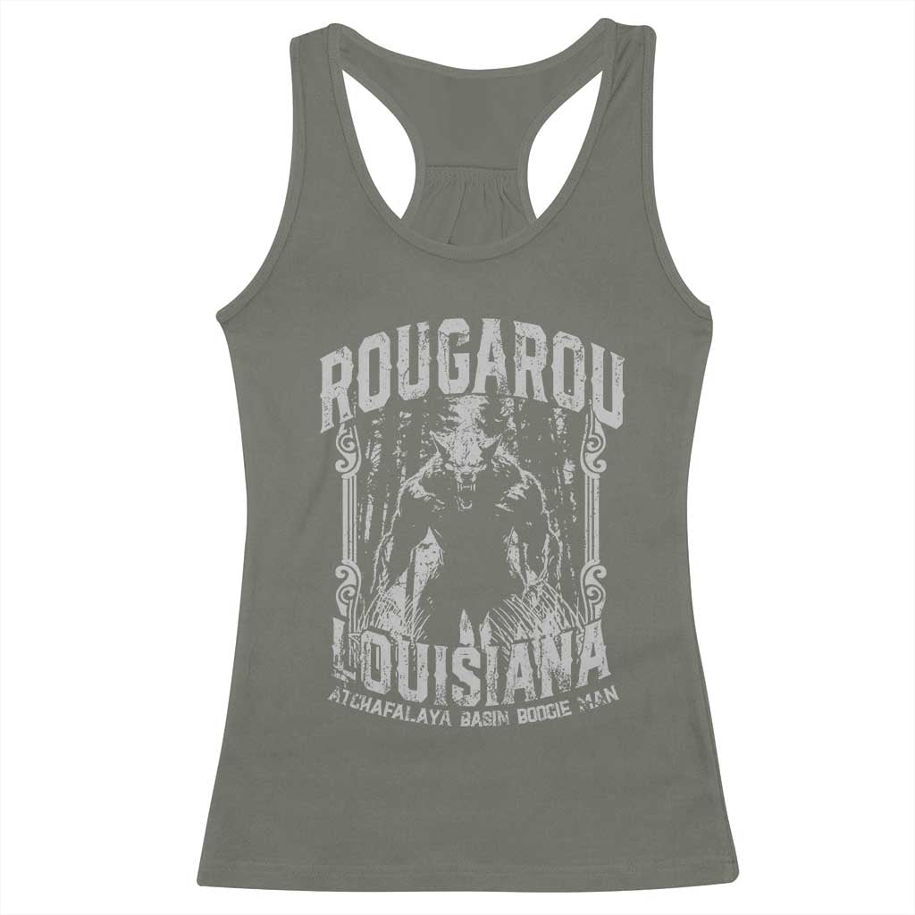 Louisiana Cryptid Rougarou Racerback Tank Top Atchafalaya Basin Boogie Man TS09 Military Green Print Your Wear