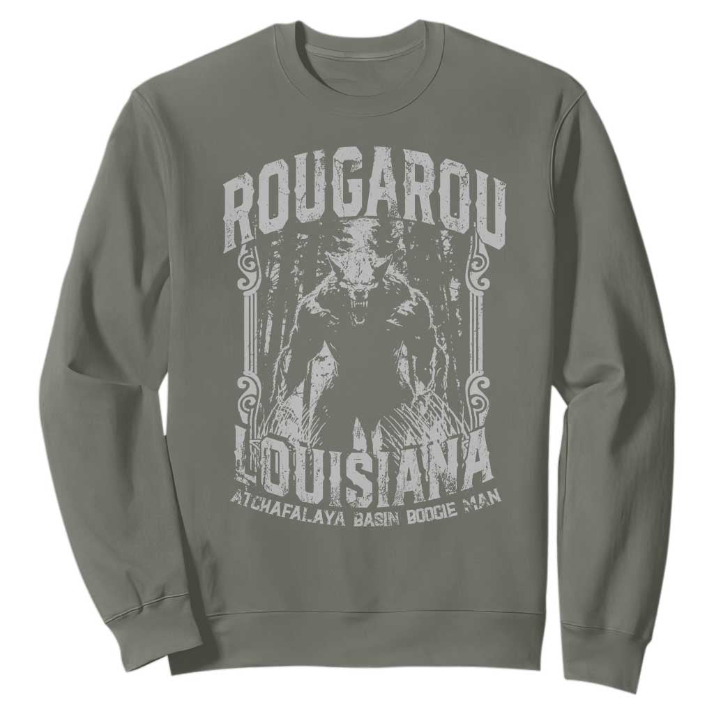 Louisiana Cryptid Rougarou Sweatshirt Atchafalaya Basin Boogie Man TS09 Military Green Print Your Wear