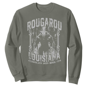 Louisiana Cryptid Rougarou Sweatshirt Atchafalaya Basin Boogie Man TS09 Military Green Print Your Wear