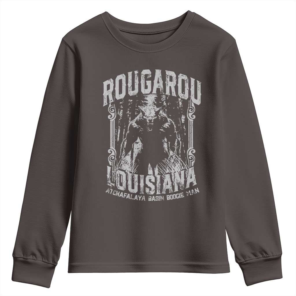 Louisiana Cryptid Rougarou Youth Sweatshirt Atchafalaya Basin Boogie Man TS09 Dark Chocolate Print Your Wear
