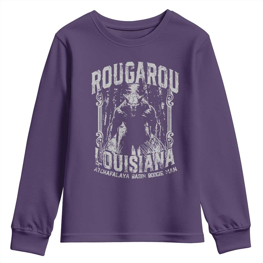 Louisiana Cryptid Rougarou Youth Sweatshirt Atchafalaya Basin Boogie Man TS09 Purple Print Your Wear