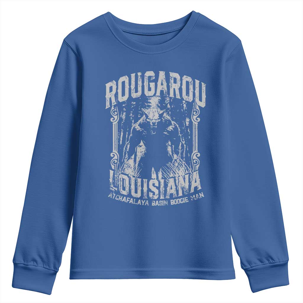 Louisiana Cryptid Rougarou Youth Sweatshirt Atchafalaya Basin Boogie Man TS09 Royal Blue Print Your Wear