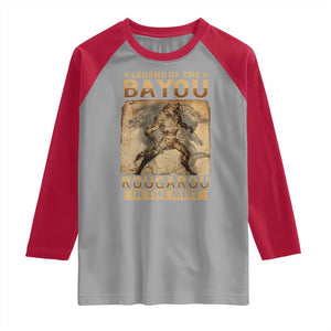 Louisiana Cryptid Rougarou Raglan Shirt Legend Of The Bayou Rougarou In The Mist TS09 Sport Gray Red Print Your Wear