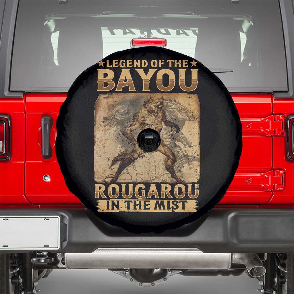 Louisiana Cryptid Rougarou Spare Tire Cover Legend Of The Bayou Rougarou In The Mist TS09 Black Print Your Wear