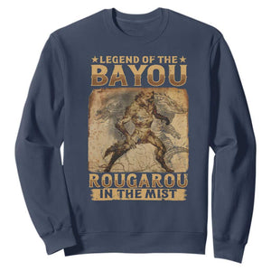 Louisiana Cryptid Rougarou Sweatshirt Legend Of The Bayou Rougarou In The Mist TS09 Navy Print Your Wear