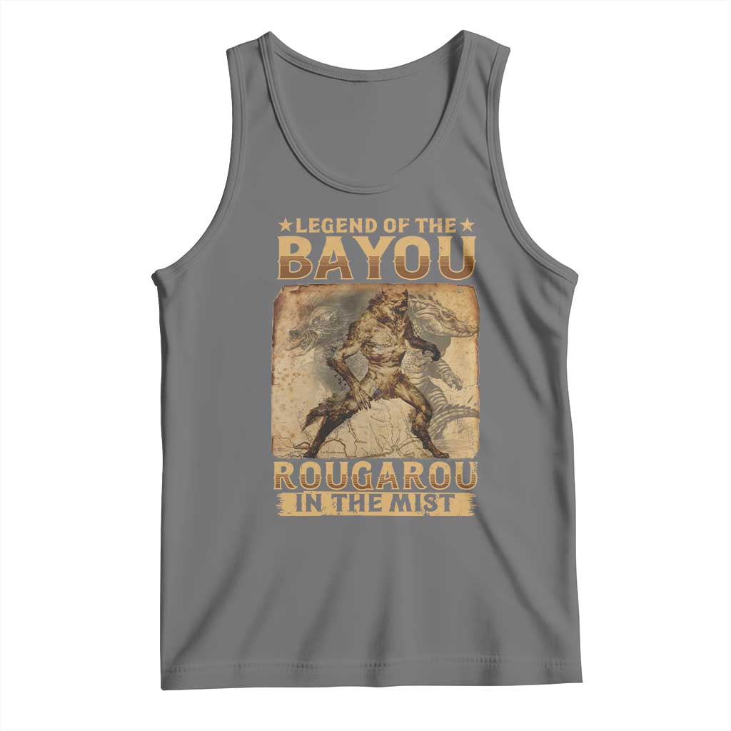 Louisiana Cryptid Rougarou Tank Top Legend Of The Bayou Rougarou In The Mist TS09 Black Heather Print Your Wear