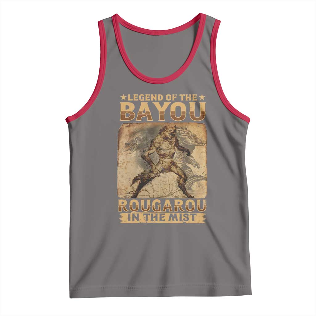 Louisiana Cryptid Rougarou Tank Top Legend Of The Bayou Rougarou In The Mist TS09 Deep Heather Red Print Your Wear