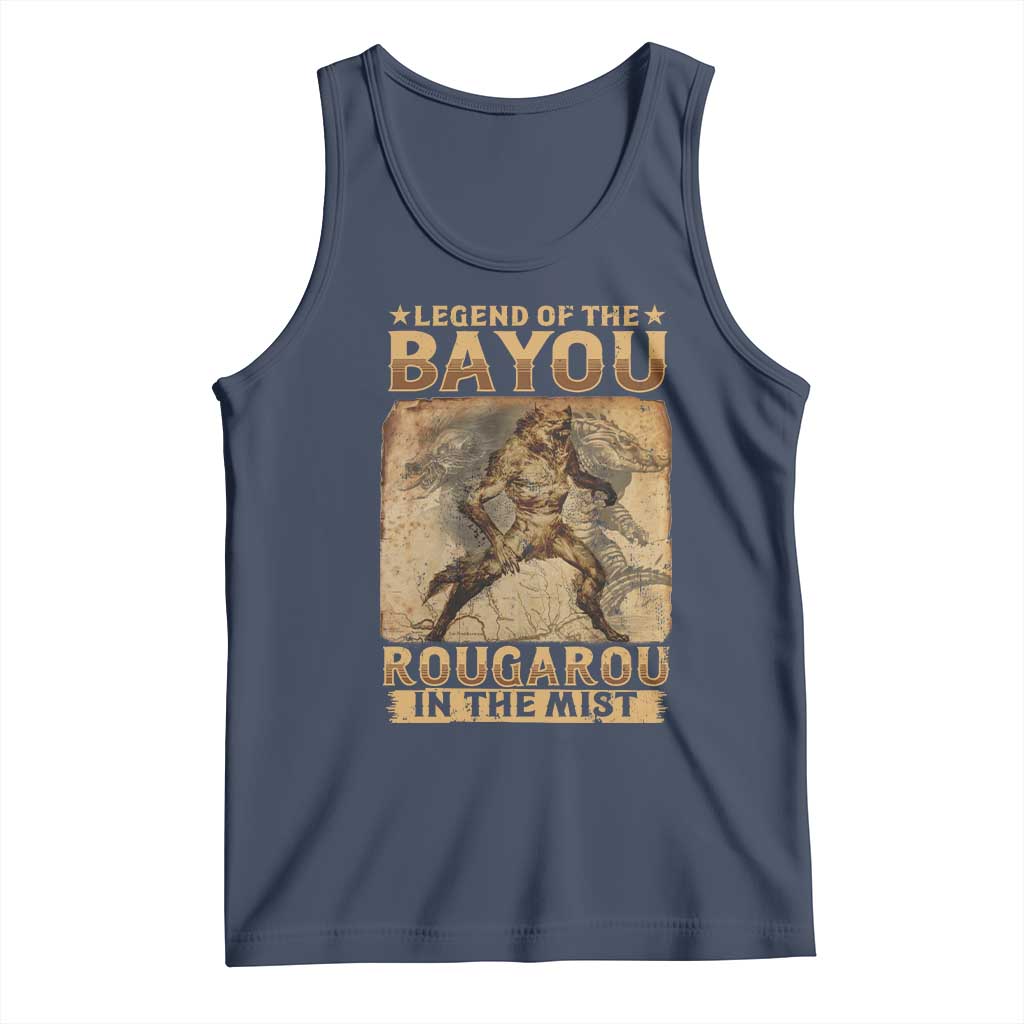 Louisiana Cryptid Rougarou Tank Top Legend Of The Bayou Rougarou In The Mist TS09 Navy Print Your Wear