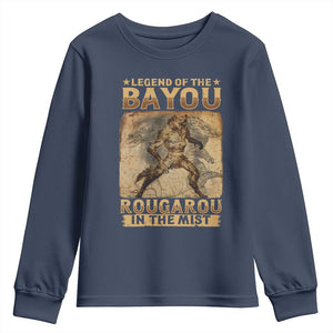 Louisiana Cryptid Rougarou Youth Sweatshirt Legend Of The Bayou Rougarou In The Mist TS09 Navy Print Your Wear