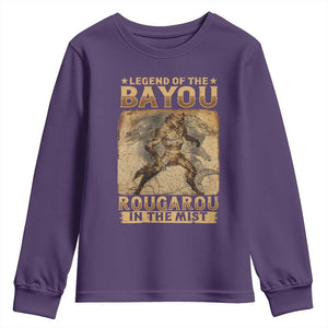 Louisiana Cryptid Rougarou Youth Sweatshirt Legend Of The Bayou Rougarou In The Mist TS09 Purple Print Your Wear