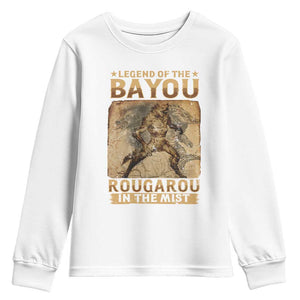 Louisiana Cryptid Rougarou Youth Sweatshirt Legend Of The Bayou Rougarou In The Mist TS09 White Print Your Wear