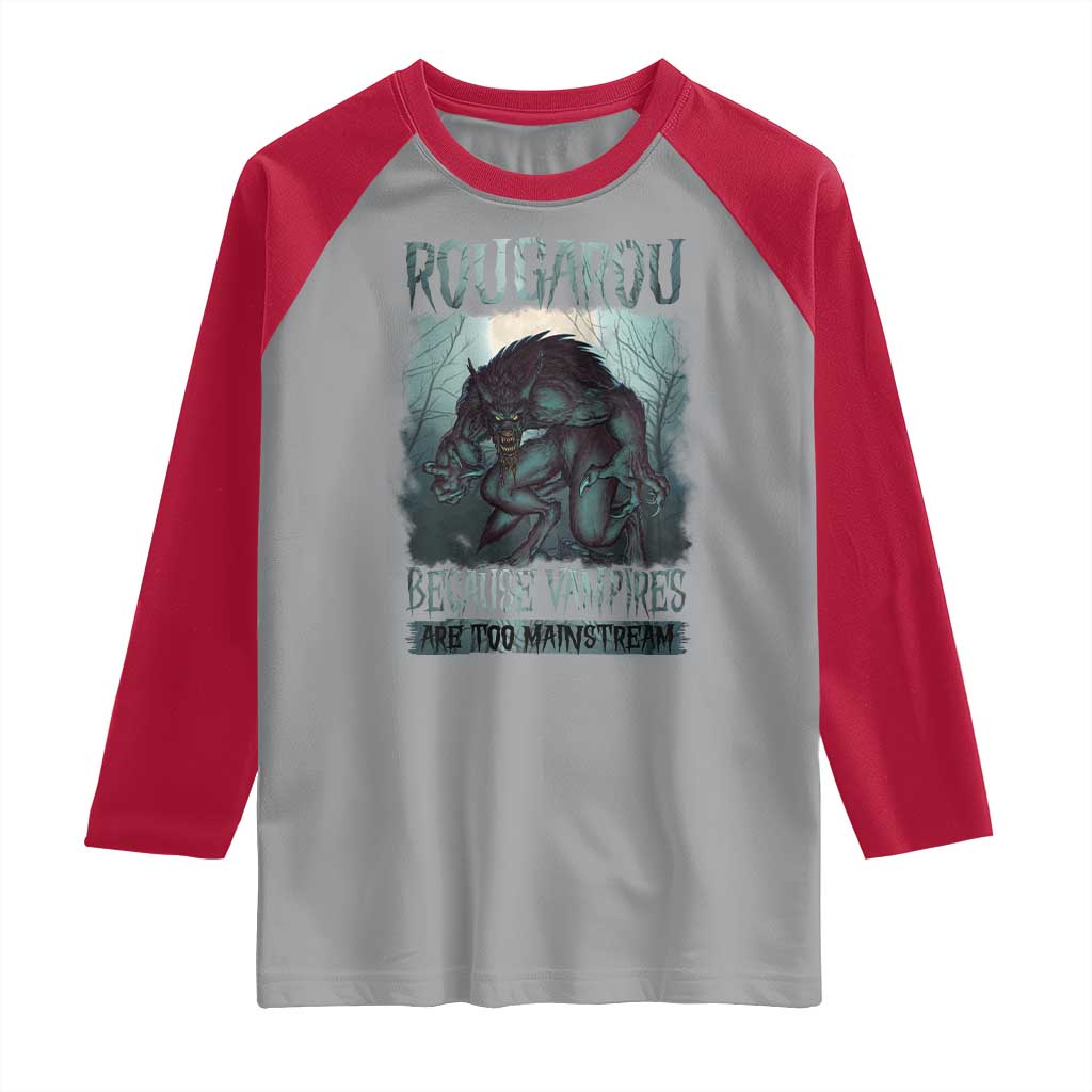 Funny Rougarou Raglan Shirt Because Vampires Are Too Mainstream Louisiana Cryptid TS09 Sport Gray Red Print Your Wear