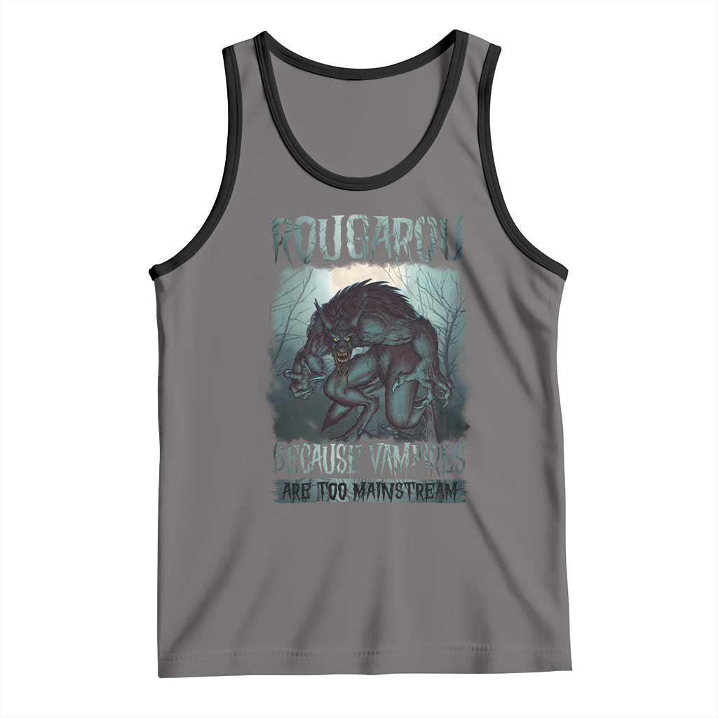 Funny Rougarou Tank Top Because Vampires Are Too Mainstream Louisiana Cryptid TS09 Deep Heather Black Print Your Wear
