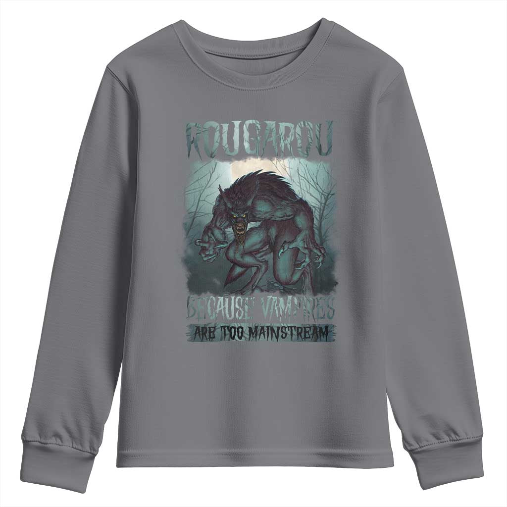 Funny Rougarou Youth Sweatshirt Because Vampires Are Too Mainstream Louisiana Cryptid TS09 Charcoal Print Your Wear